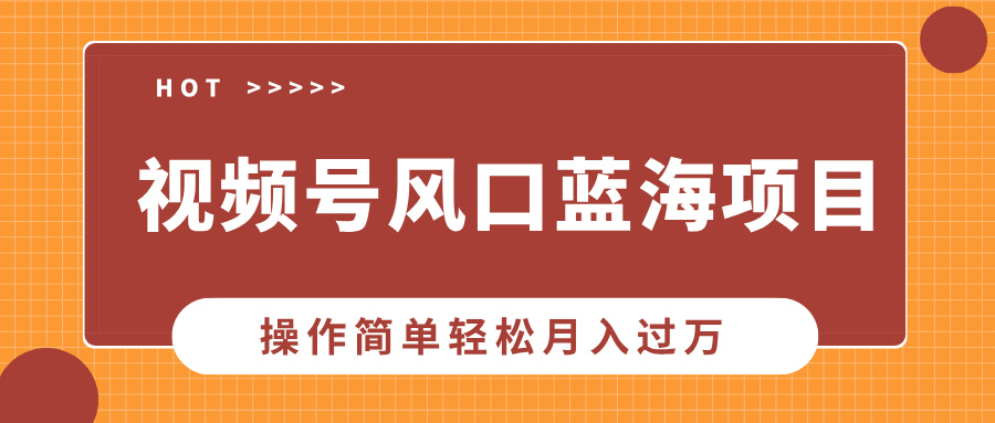 视频号风口蓝海项目，中老年人的流量密码，操作简单轻松月入过万-米创网