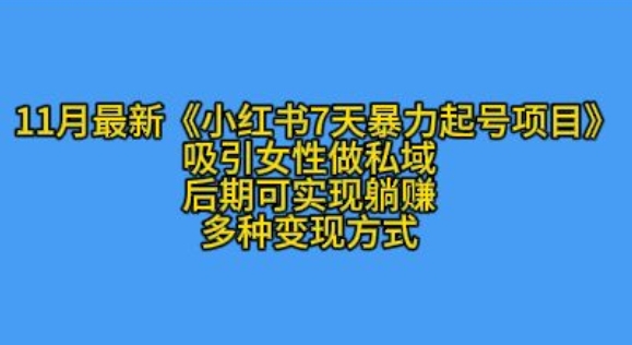 K总部落11月最新小红书7天暴力起号项目，吸引女性做私域【揭秘】-米创网