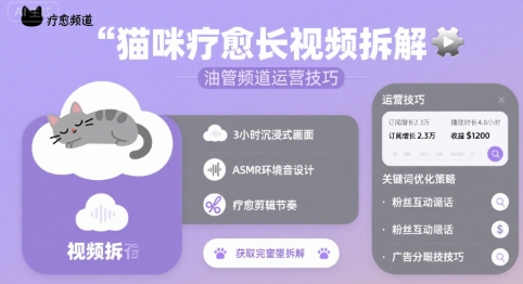 猫咪疗愈长视频拆解 &油管频道运营技巧-米创网