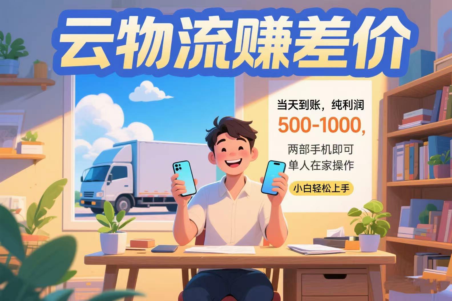 云物流赚差价 当天到账纯利润500-1000 两部手机即可 可单人在家操作 小…-米创网