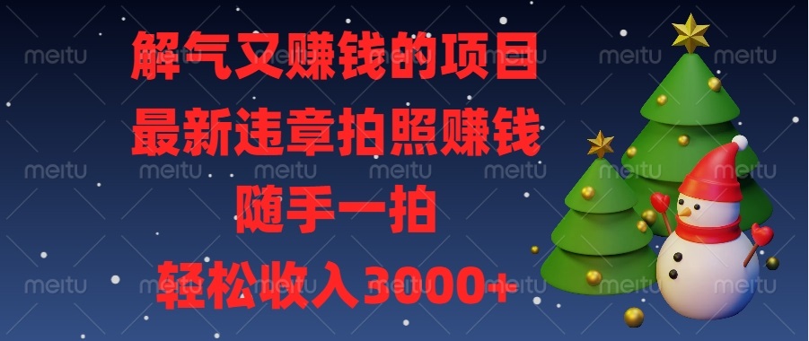 解气又赚钱的项目，最新违章拍照赚钱，随手一拍，轻松收入3000+-米创网