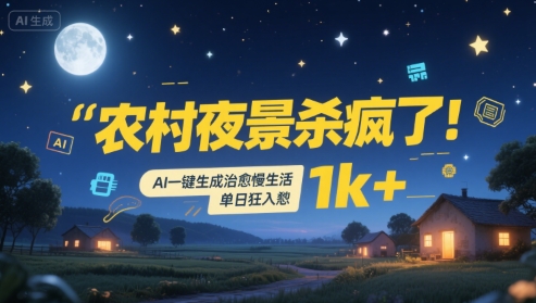 农村夜景杀疯了！AI一键生成治愈系慢生活，单日狂入1k+-米创网