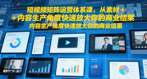短视频矩阵运营体系课，从素材+内容生产角度快速放大你的商业结果-米创网
