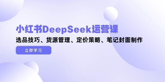 小红书DeepSeek运营课，选品技巧、货源管理、定价策略、笔记封面制作-米创网