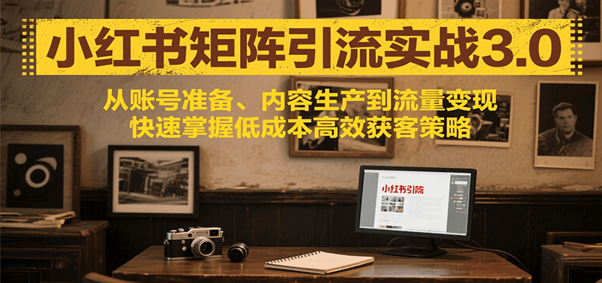 小红书矩阵引流3.0，从账号准备、内容生产到流量变现，快速掌握低成本高效获客策略-米创网