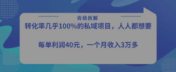 转化率最高的私域项目，每单利润40-50米，月入过1w-米创网