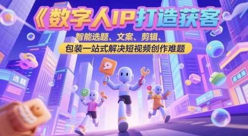 数字人IP打造获客变现实操课，智能选题、文案、剪辑、包装一站式解决短视频创作难题-米创网