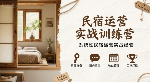 民宿运营实战训练营，系统性民宿运营实战经验-米创网