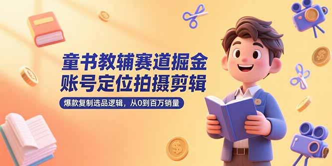 童书教辅赛道掘金，账号定位拍摄剪辑，爆款复制选品逻辑，从0到百万销量-米创网