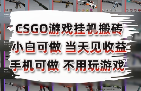 CSGO游戏挂G搬砖，小白纯手机即可操作，不用电脑打游戏，日入3张+，副业网创项目【揭秘】-米创网
