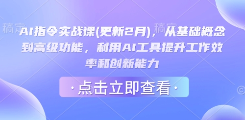 AI指令实战课(更新2月)，从基础概念到高级功能，利用AI工具提升工作效率和创新能力-米创网