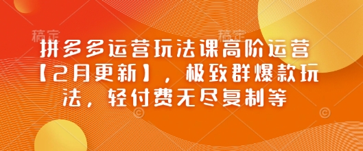 拼多多运营玩法课高阶运营【2月更新】，极致群爆款玩法，轻付费无尽复制等-米创网