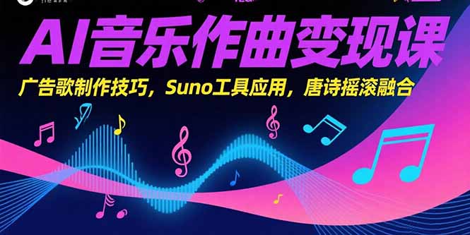 AI音乐作曲变现课，广告歌制作技巧，Suno工具应用，唐诗摇滚融合-米创网
