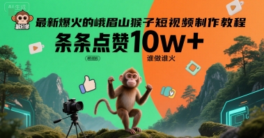 最新爆火的峨眉山猴子短视频制作教程，条条点赞10w+，谁做谁火【教程+提示词】-米创网