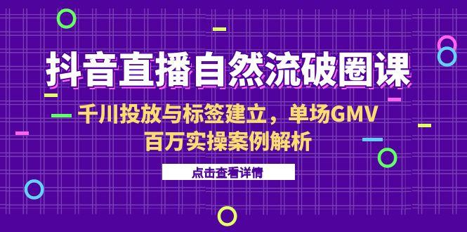 抖音直播自然流破圈课-6月，千川投放与标签建立，单场GMV百万实操案例解析-米创网