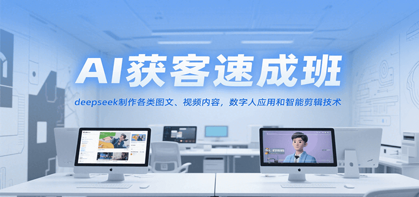 AI获客速成班，deepseek制作各类图文、视频内容，数字人应用和智能剪辑技术-米创网