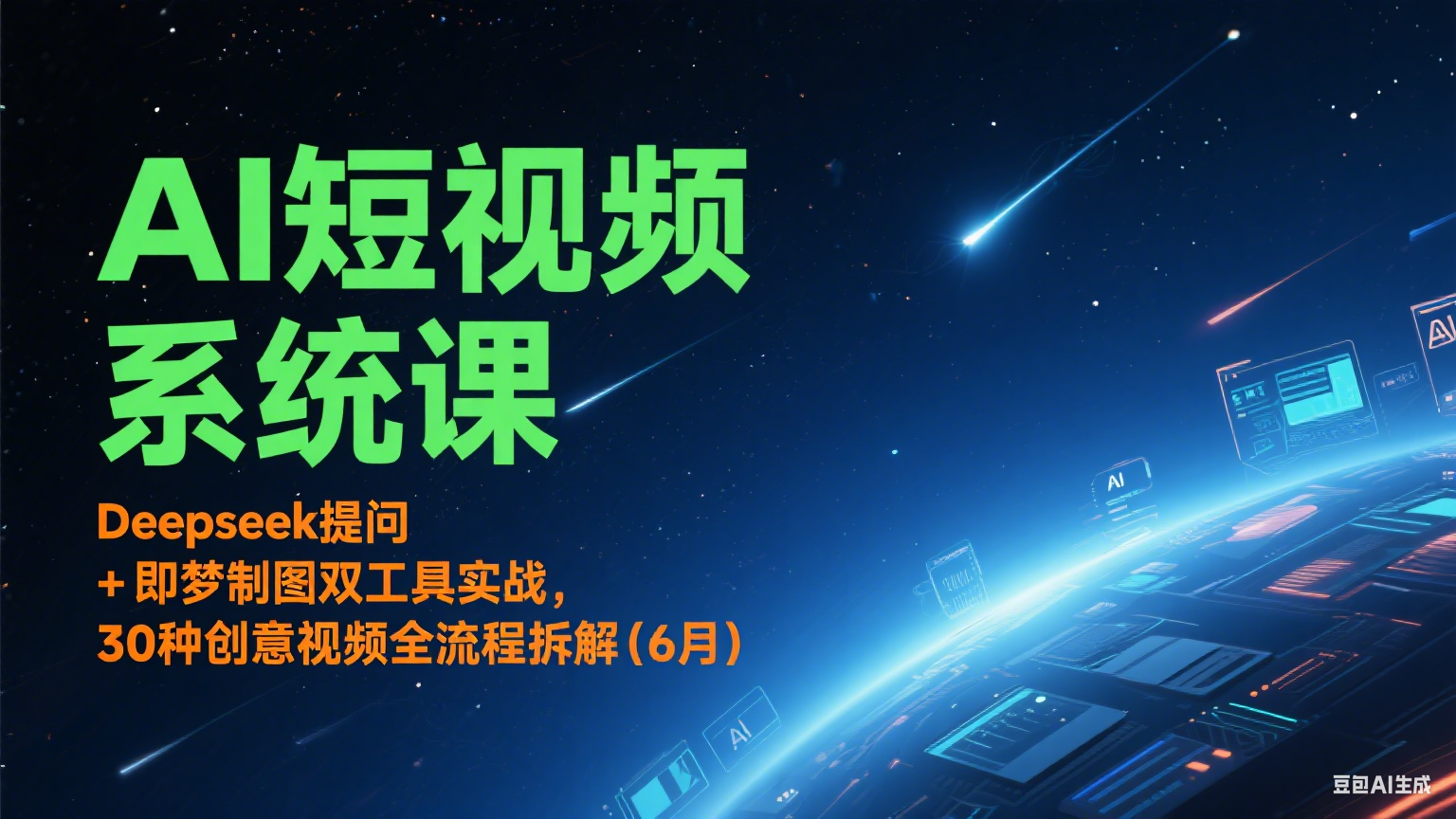 AI短视频系统课：Deepseek提问 + 即梦制图双工具实战，30种创意视频全流程拆解(6月)-米创网