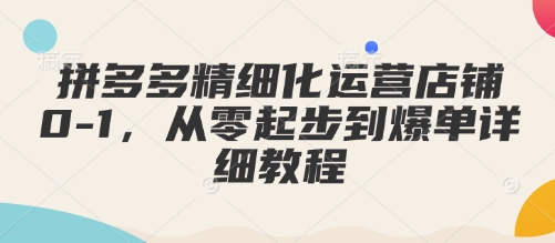 拼多多精细化运营店铺0-1，从零起步到爆单详细教程-米创网