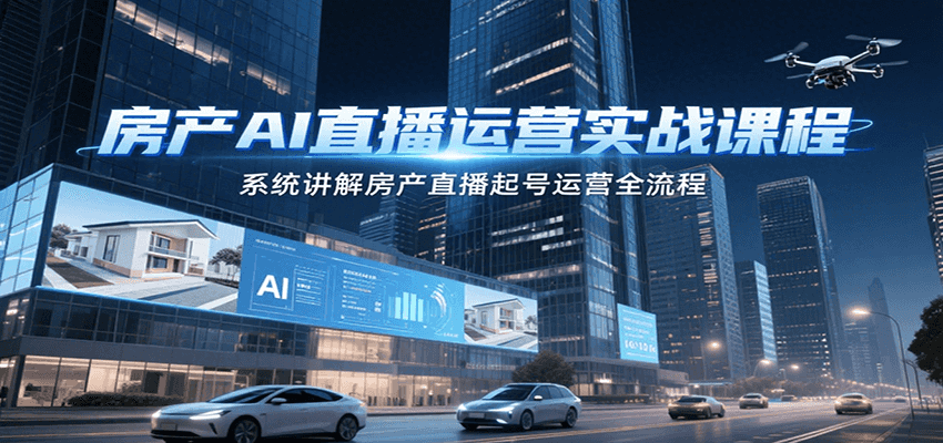 房产AI直播运营实战课程，系统讲解房产直播起号运营全流程-米创网