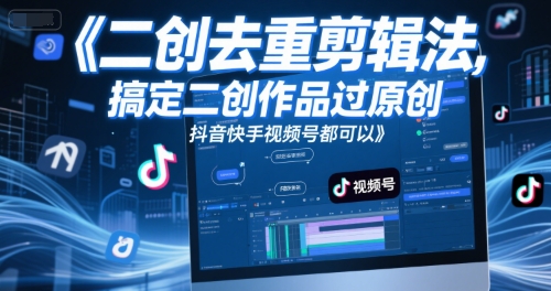 短视频二创去重剪辑法，搞定二创作品过原创，抖音快手视频号都可以-米创网