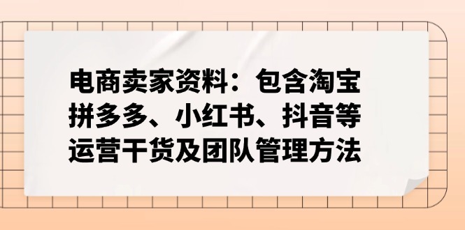 电商卖家资料：包含淘宝、拼多多、小红书、抖音等运营干货及团队管理方法-米创网
