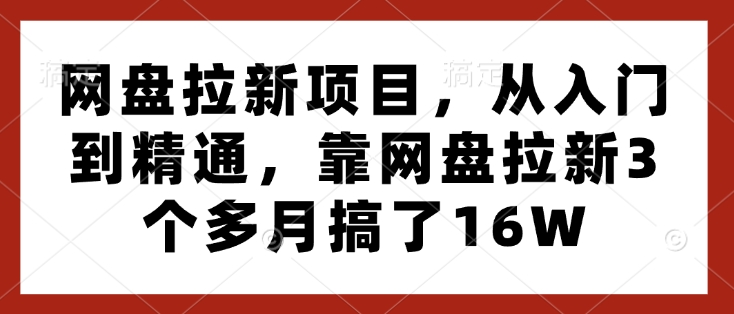 网盘拉新项目，从入门到精通，靠网盘拉新3个多月搞了16W-米创网