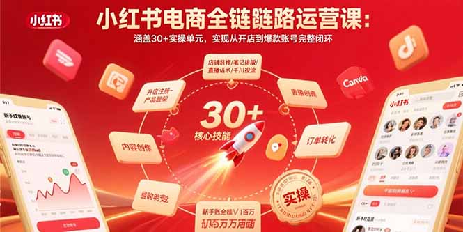小红书电商全链路运营课：涵盖30+实操单元，实现从开店到爆款账号完整闭环-米创网