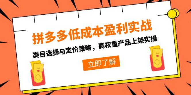 拼多多低成本盈利实战，类目选择与定价策略，高权重产品上架实操-米创网