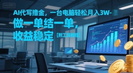 AI代写撸金，一台电脑轻松月入1-3W，做一单结一单，收益稳定【附工具教程】-米创网