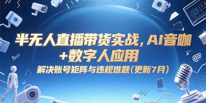 半无人直播带货实战，AI音咖+数字人应用 解决账号矩阵与违规难题(更新7月-米创网