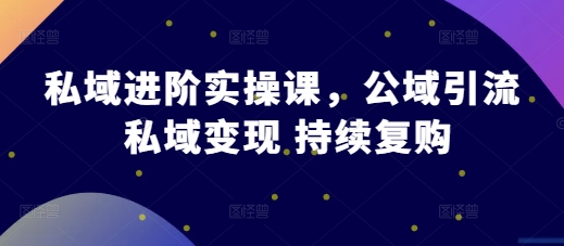 私域进阶实操课，公域引流 私域变现 持续复购-米创网