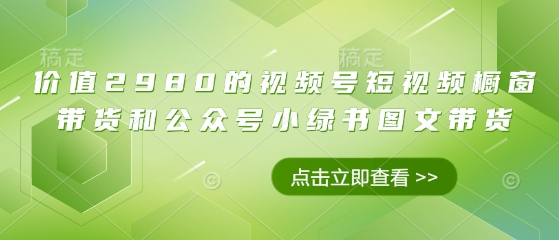 价值2980的视频号短视频橱窗带货和公众号小绿书图文带货-米创网