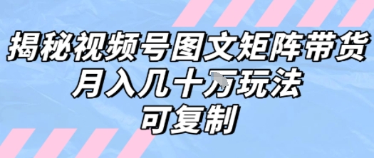 解密视频号图文矩阵带货，月入几个W的打法，可复制-米创网