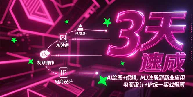 3天速成AI绘图+视频，MJ注册到商业应用，电商设计+IP统一实战指南-米创网