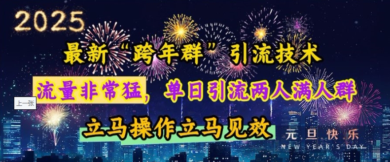 最新“跨年群”引流，流量非常猛，单日引流两人满人群，立马操作立马见效【揭秘】-米创网