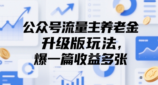 公众号流量主养老金升级版玩法，爆一篇收益多张-米创网