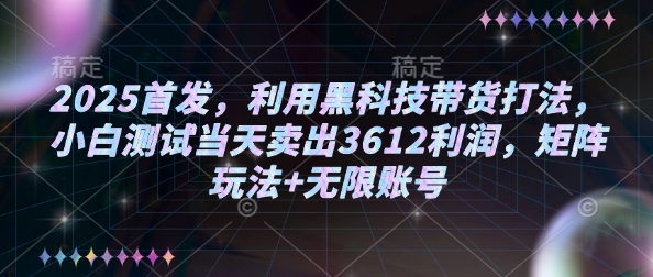 2025首发，利用黑科技带货打法，小白测试当天卖出3612利润，矩阵玩法+无限账号【揭秘】-米创网