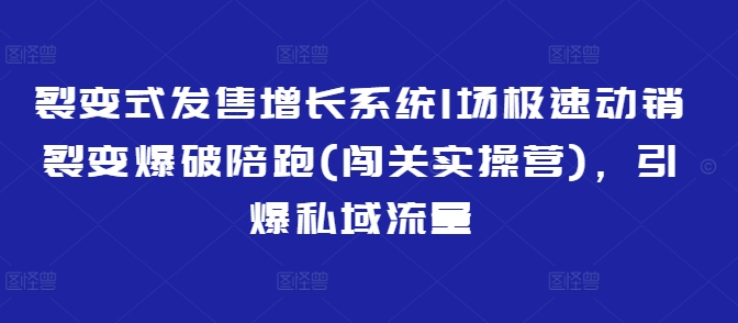 裂变式发售增长系统1场极速动销裂变爆破陪跑(闯关实操营)，引爆私域流量-米创网