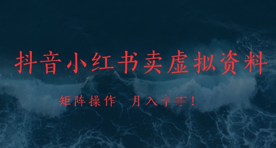 抖音小红书卖虚拟资料，市场需求一直存在，矩阵操作，月入1w+-米创网