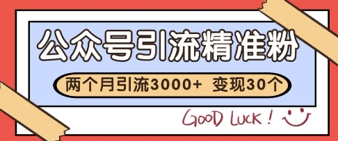 公众号精准粉引流玩法，2个月3000+精准粉，变现30个W【揭秘】-米创网