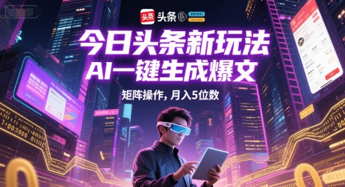 今日头条新玩法，AI一键生成爆文，矩阵操作，月入5位数-米创网