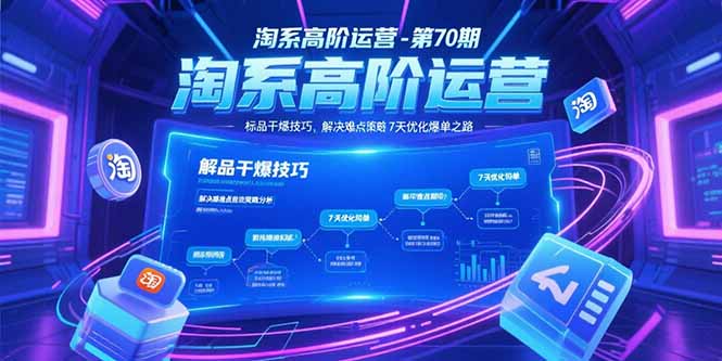 淘系高阶运营-第70期，标品干爆技巧，解决难点策略，大佬操盘方法-米创网