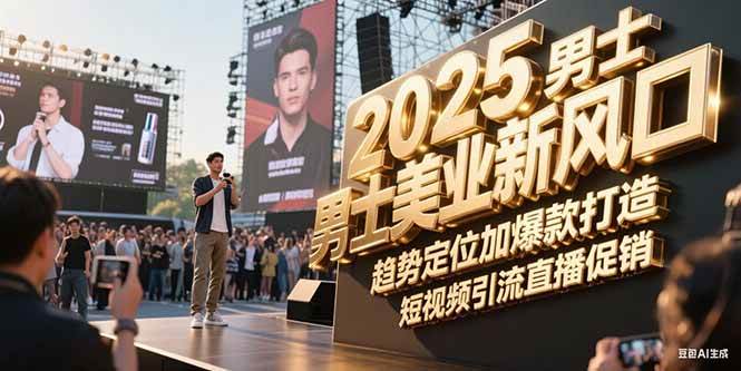 2025男士美业新风口，趋势定位加爆款打造，短视频引流直播促销-米创网
