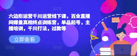 六边形运营千川运营线下课，百业直播间爆量真相终点训练营，单品起号，主播培训，千川打法，过款等-米创网