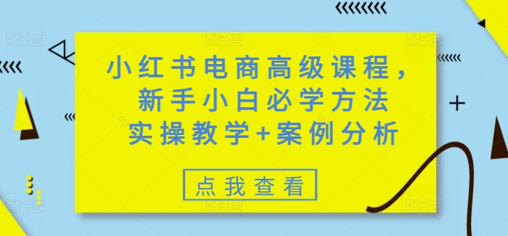 小红书电商高级课程，新手小白必学方法，实操教学+案例分析-米创网