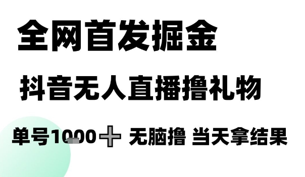全网首发掘金抖音无人直播撸礼物，单号1k +无脑撸，当天拿结果【揭秘】-米创网