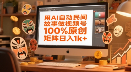用AI自动民间故事做视频号，100%原创，矩阵日入1k+-米创网
