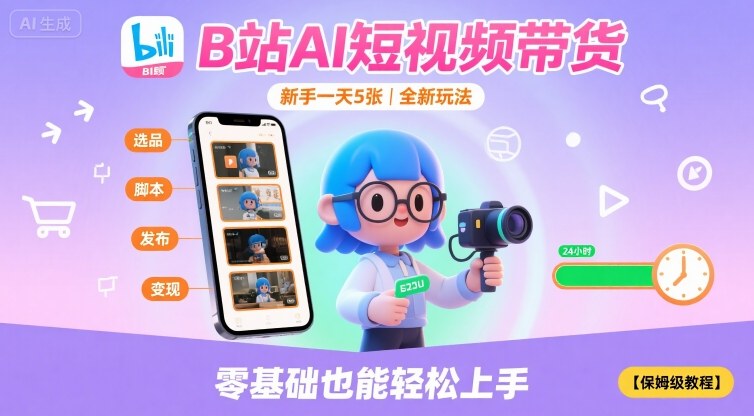 B站AI短视频带货，新手一天5张，全新玩法【保姆级教程】-米创网