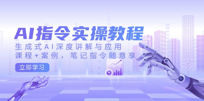 AI指令实操教程，生成式AI深度讲解与应用，课程+案例，笔记指令随意享-米创网