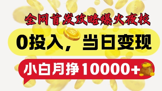 全网首发爆火夜校，0投入，当日变现，小白轻松月入1w+【揭秘】-米创网